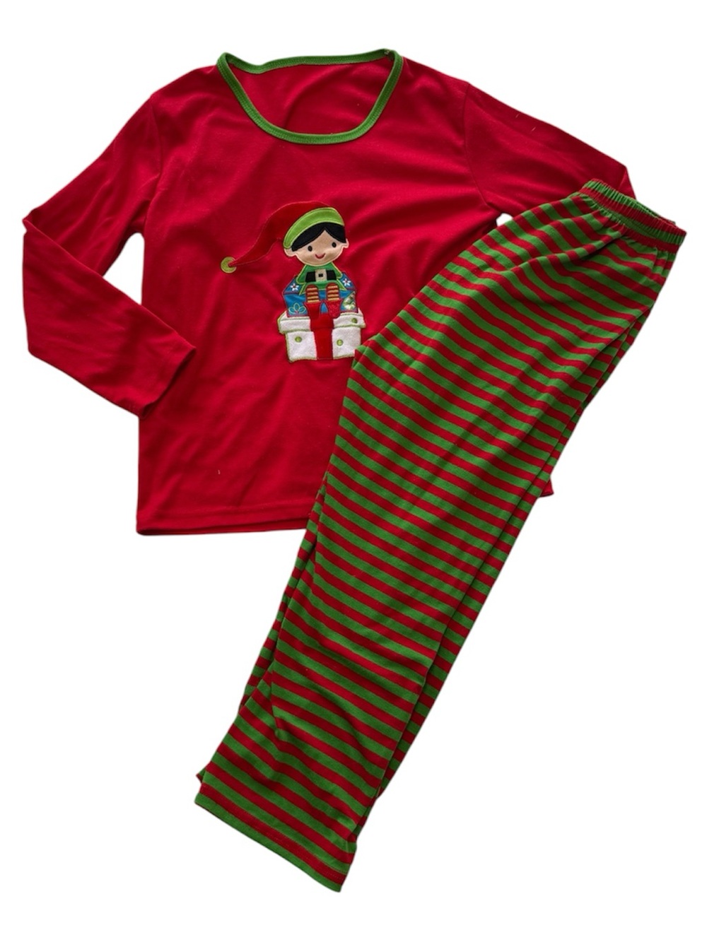 Kids Holiday Elf Pajama Set - Red & Green Kids Size 10